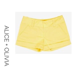 Alice + Olivia Cuffed Shorts Yellow